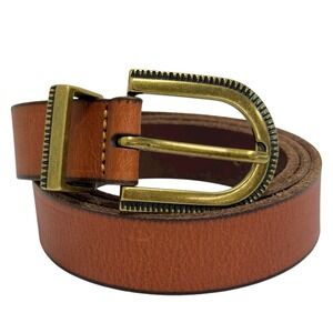 Lucky Brand Womens Size Large 100% Leather Brown Western Belt Brass Buckle NWT‎